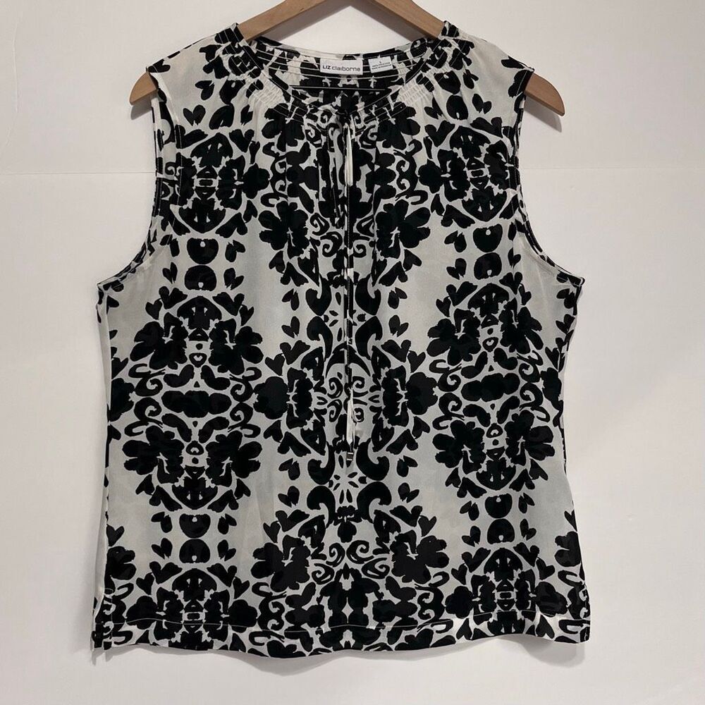 Liz Claiborne Black And White Sleeveless Top Size L